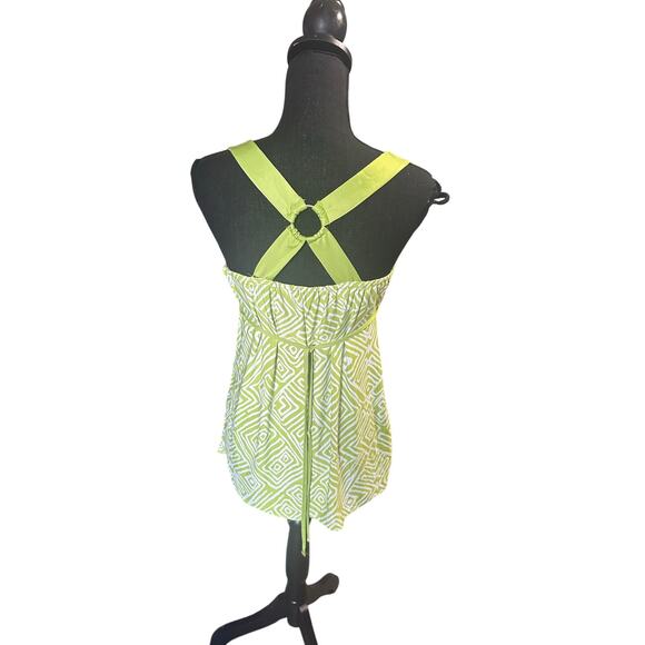 Gold Flava Green Geometric Maze Print Top – Size L - Picture 5 of 7